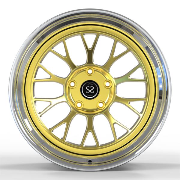 Deep Dish Gold 2 Piece Forged Wheels Polished Wheels Negative Offset 19X12j Porsche Gt4 Rims
