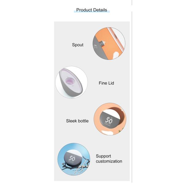 50g plastic Gray Circle smooth bottle with White lid for fragrance and sunscreen stick