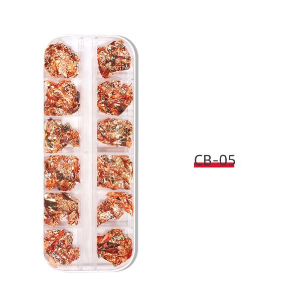 12 Grid Boxed Nail Art Gold and Silver Foil Paper 2D Style 4 Color Gold Wave Fragments