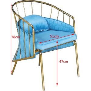 China Velvet Cushion Good Texture 51cm Wrought Iron Dining Chair on sale