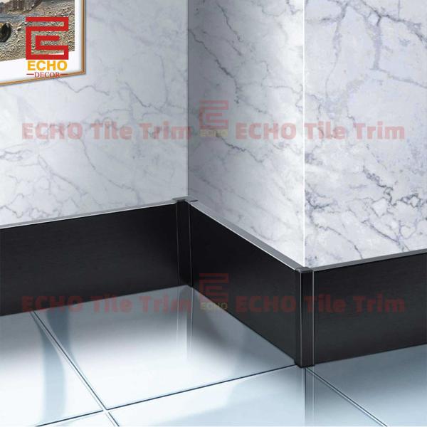 Waterproof Aluminum Black 100mm Skirting Board Profiles Wall Easy Flexible