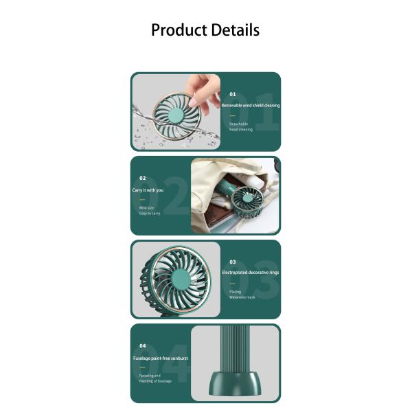 Battery Rechargeable Wireless Fan Handheld Cooler USB Portable Low Noise Personal Office Travel Mini Fan