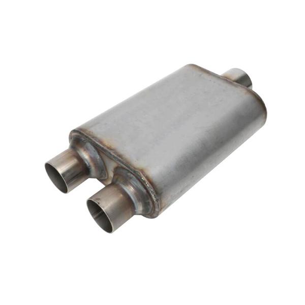 Buy Heavy 3 Inch Centered 2.5 Dual Outlet Round Chambered Muffler at wholesale prices