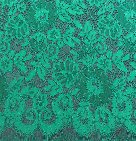 Green Scalloped Edge Lace Fabric