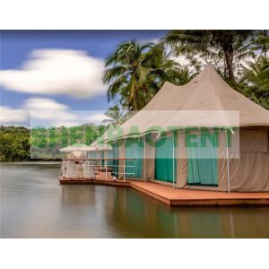 Glass Wall Luxury Hotel Tents With Curtains Luxurious Decorations For Outdoor Camping Family