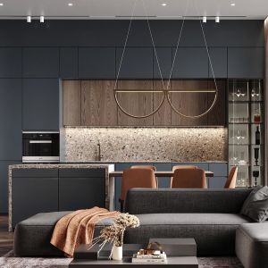 New Modern Solid Wooden Veneer Matt Lacquer Finished Kitchen Cabinet