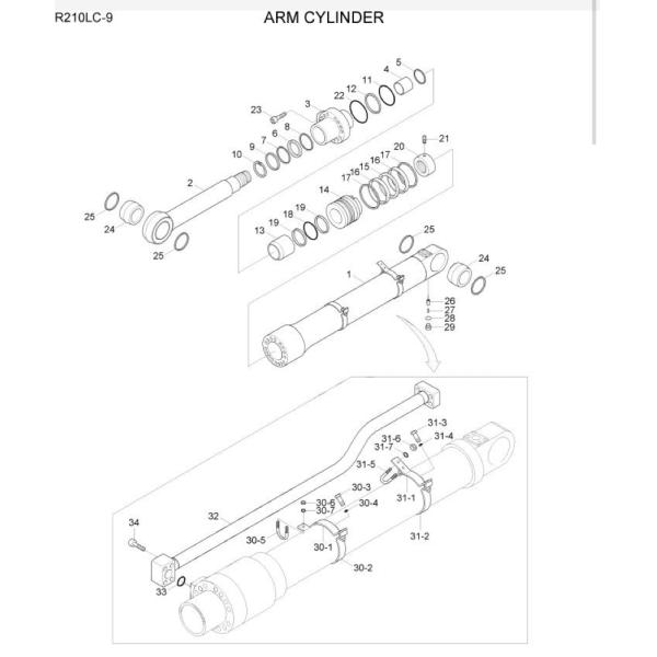 R210 R215 Excavator Hydraulic Oil Cylinder Steel Pipe Tubing Pipe Cylinder Pipeline