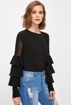 Guangzhou Clothing Factory Office Bell Sleeve Lady Blouse