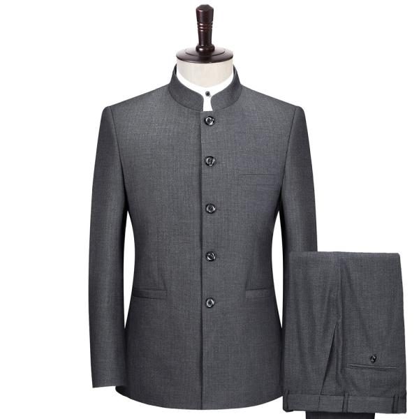 Buy wholesale custom slim fit mens chinese collar suit at wholesale prices