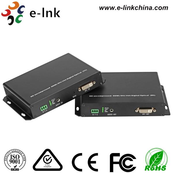 KVM DVI Video To Fiber Converter 1.0 Protocol 1Ch Analog Audio Support KVM, SFP