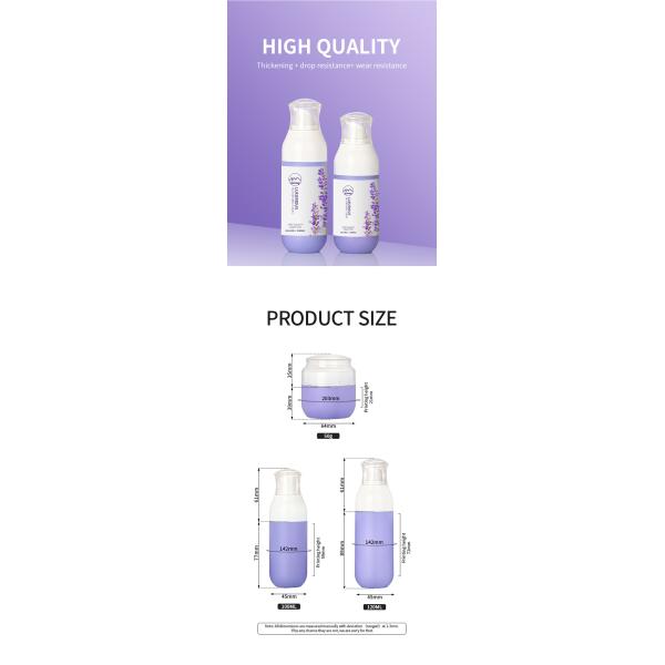 Violet 4 Oz PET Matte Plastic Serum Lotion Fine Mist Spray Bottle 2 Oz Face Cream Cosmetic Jar Set