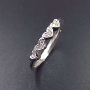 Rhinestone Silver Cubic Zirconia Rings / Pure 925 Sterling Silver Cross Ring