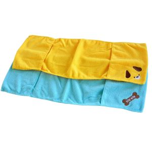 Yellow Microfiber Pet Towel With Bone Embroider