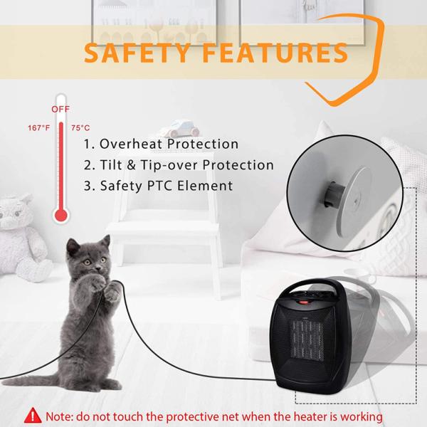 PTC Ceramic Heating Element Household Vertical Electric Heater for Office Desktop