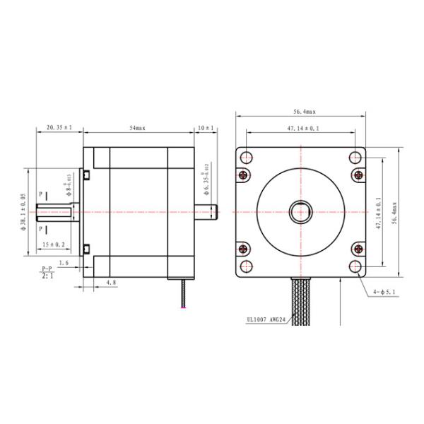 57×57×54mm Dual Shaft Stepper Motor 1.0A 0.9N.m NEMA 23 With Precision Instruments