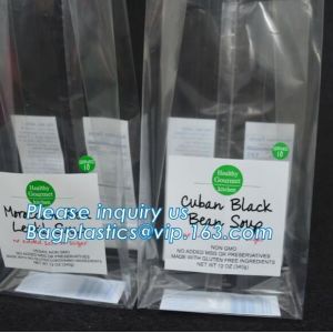 PP Packaging Square Bottom Snack Food Bag For Tea,Opp Square Bottom Bag Clear