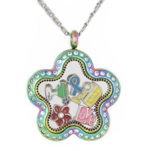 China New 316L Stainless Steel Plum Blossom FIVE STAR ShapeD Floating Glass Locket Pendant on sale