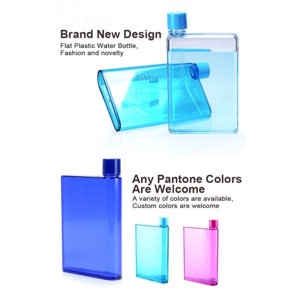 LFGB 600ml Flat Plastic Water Bottle Memo BPA Free