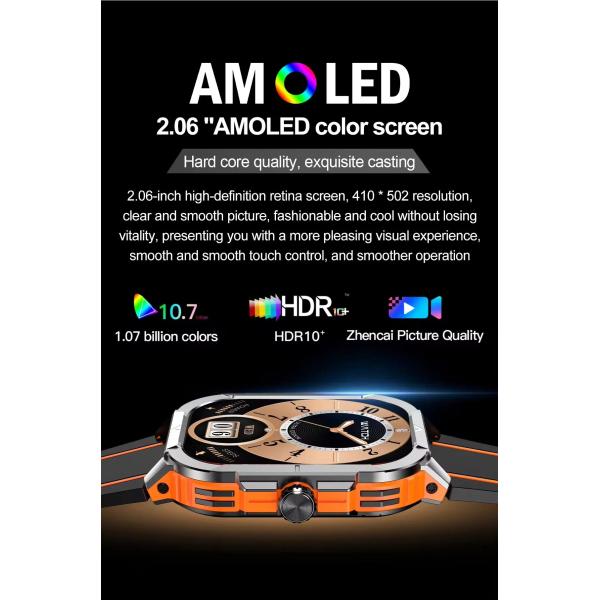 HK56 2.06Inch Rugged Smartwatch 42mm Amoled Retina Screen