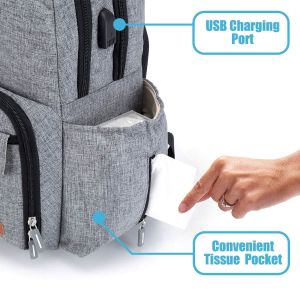 Maternity Diaper Bag Backpack With USB Interface 11.4*7.5*17.7inch