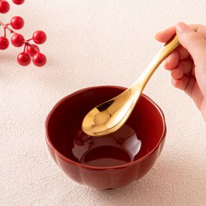 Party Essential Stainless Steel Gold Spoon Set With Red Chopsticks Chinese Style