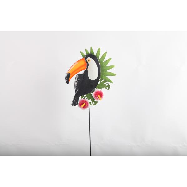 Plug In Toucan Metal Yard Ornaments Weather Resistance Garden Decorations