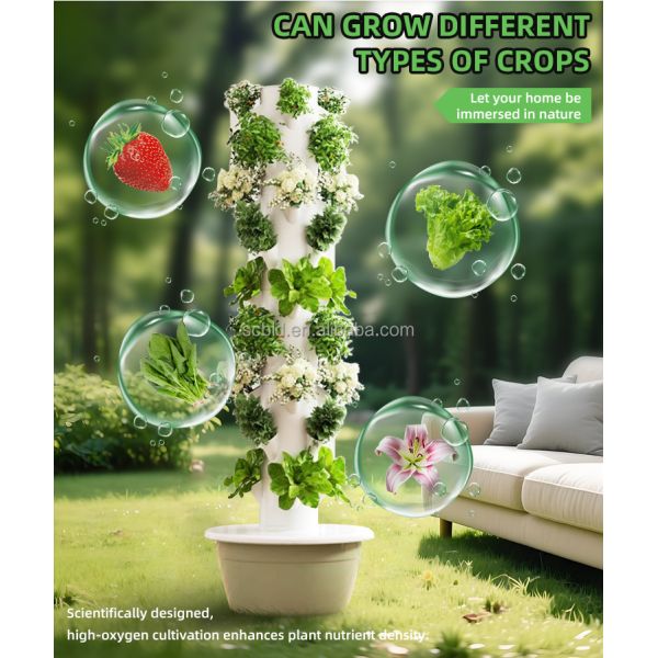 30L 7-Layer Commercial Vertical Hydroponic System with Automatic Pump Aquaponic Growing Tower for Vegetable Production