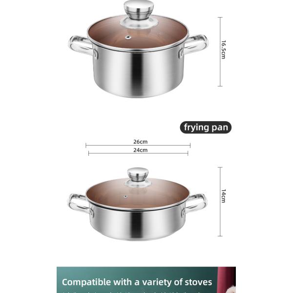 Factory Direct Kitchen Cooking Food Stainless Steel 3 PCS Cooking Pots And Pans Cookware Sets