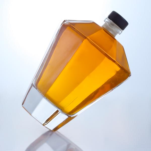 Collar Material Glass 700ml Unique Shaped Bottle for Gin Rum Champagne Brandy Whisky