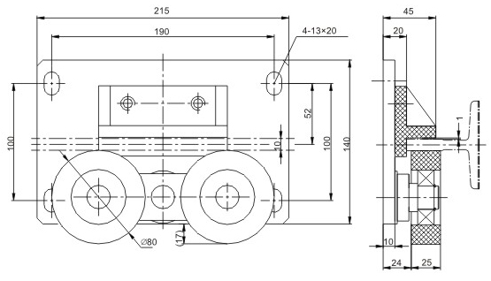 Backpack Type 10mm Roller Guide Shoe for Elevator Spare Parts with Rated Speed ≤0.63m/s