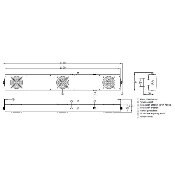 AP-DC2452-80J Output Voltage Adjustable Overhead Static Ionizer For Optoelectronics Industries