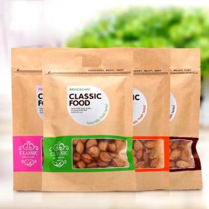 Food grade customized Kraft Paper Packaging with clear window , FDA / SGS