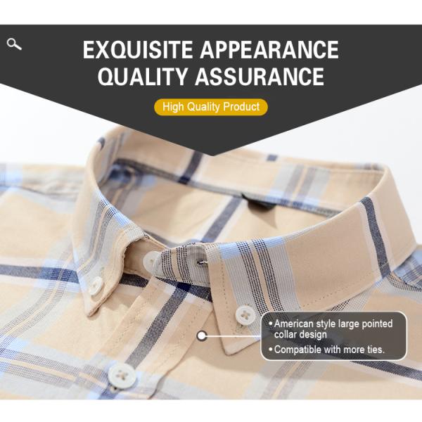 Casual Plaid Shirt 100% Cotton Oxford Cotton Anti-Wrinkle Breathable Thin Man Shirts