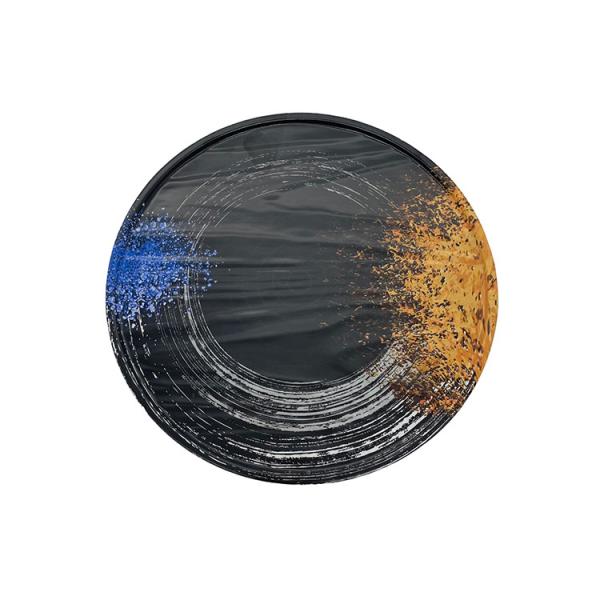 Buy Matte Black Flate Melamine Dinner Plates Galaxy Pattern Customized Logo at wholesale prices