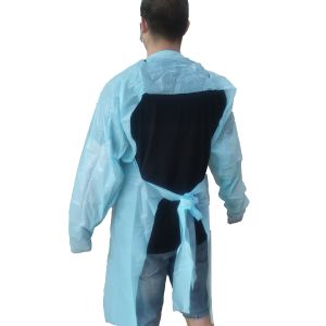 Back-opening Light Blue Waterproof Plastic Apron Polyethylene Medical Disposable