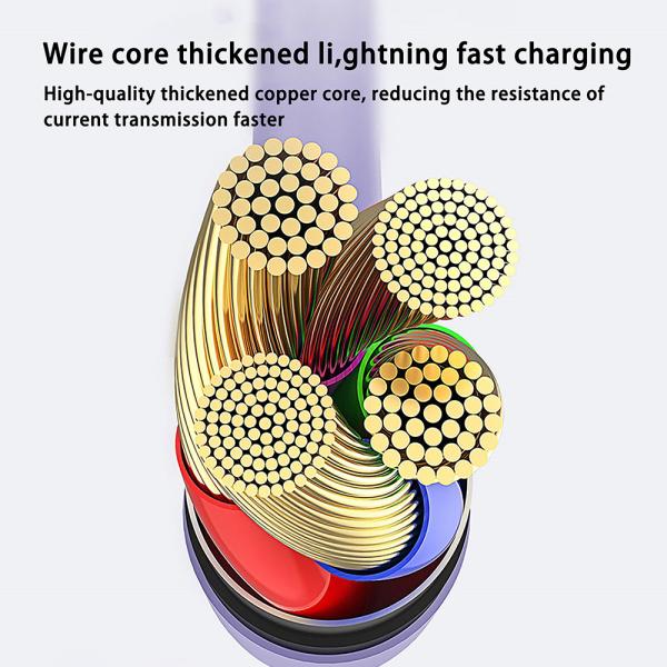 3A Output Silicone USB Charging Cable Pink / White / Blue / Black / Green Color