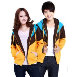 Zip-up Hoodies Sweatshirts , Couple Clothes , Blue Anti-Wrinkle