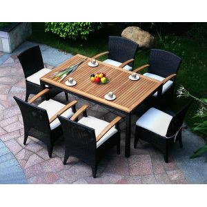 Brown Wicker Rattan Garden Dining Sets , Conservatory Furniture Set
