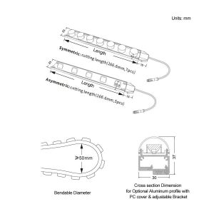 24VDC Symmetrical / Asymmetrical LED Linear Lighting Flexible LED Strip