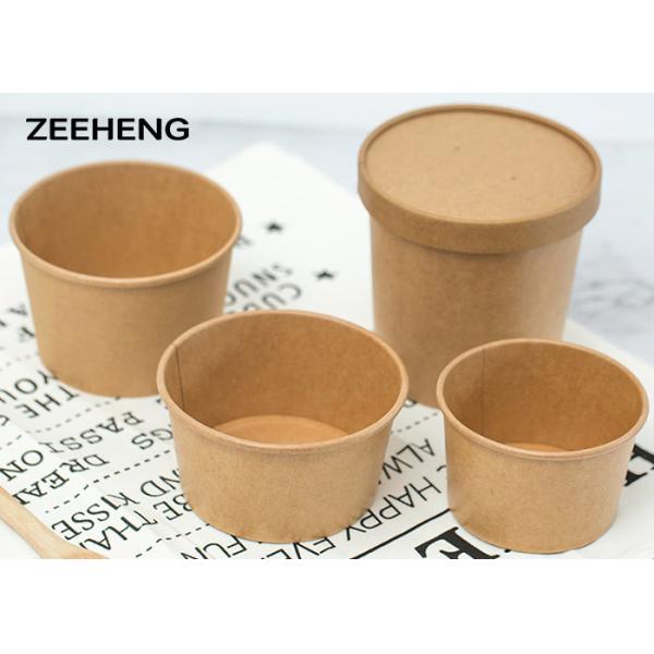 12oz 400ml Single Pe Coating Kraft Paper Salad Bowl With Lid , Eco Friendly