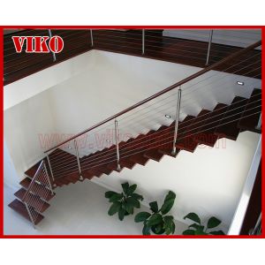 China Steel Cable Stair VK69SC TreadAmerican Oak Aluminum Baluster Glass Handrail 304 Stainless Steel Carbon SteelPowder-coate on sale