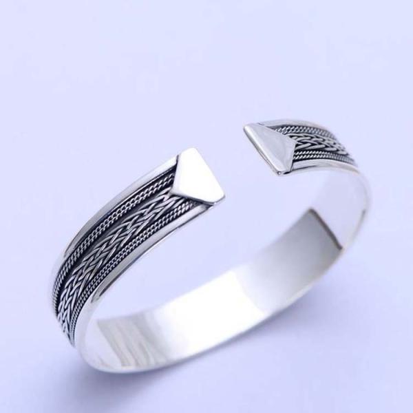Buy Thai Sterling Silver Wheat Style Unisex Women Cuff Bracelet (XH052487W) at wholesale prices