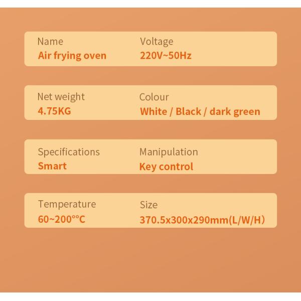 220-240V Large Capacity Air Fryer Oven with Touch Screen Control and Oil-Free Cooking