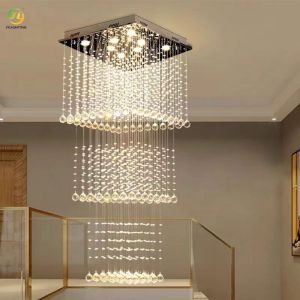 JYLIGHTING Living Room square Crystal Large Chandelier Home Staircase Crystal