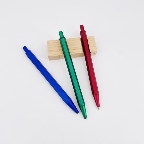 Classic Design Retractable Ball Pen Hexagonal Barrel Aluminum Press Ballpoint Pen