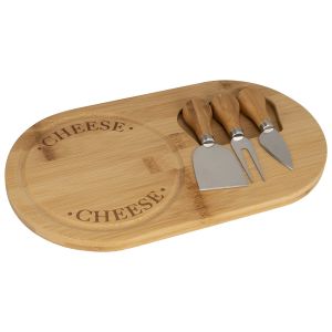 Bamboo Rectangle Service Tray With bamboo Handled cheese knife tools