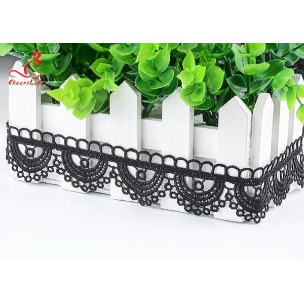 Durable Quality 4 Cm Popular Milk Yarn Voile Embroidered Embroidery Hollow Out Black Lace for Casual Dress