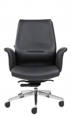 Middle Back 0.29m3 CBM Leather Revolving Chair With Castors