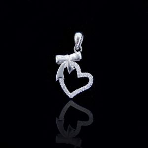 Motive Deer Design Silver Cubic Zirconia Pendant Jewellery Plating Rhodium