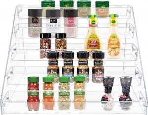 Quality Custom Tiered Clear Acrylic Spice Rack Organizer Shelf Seasoning For Countertop 12.4x15.35x6.4inch for sale